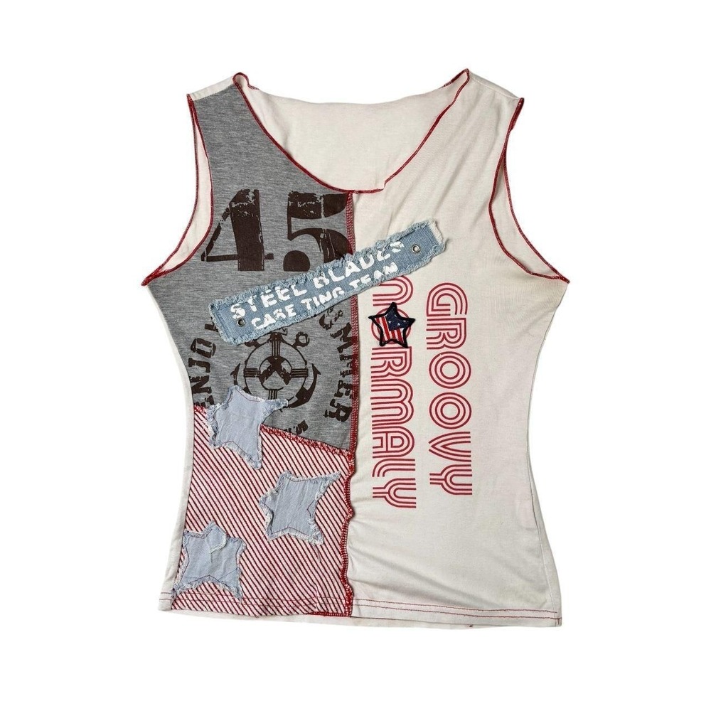 j-fashion sporty patchwork tank top